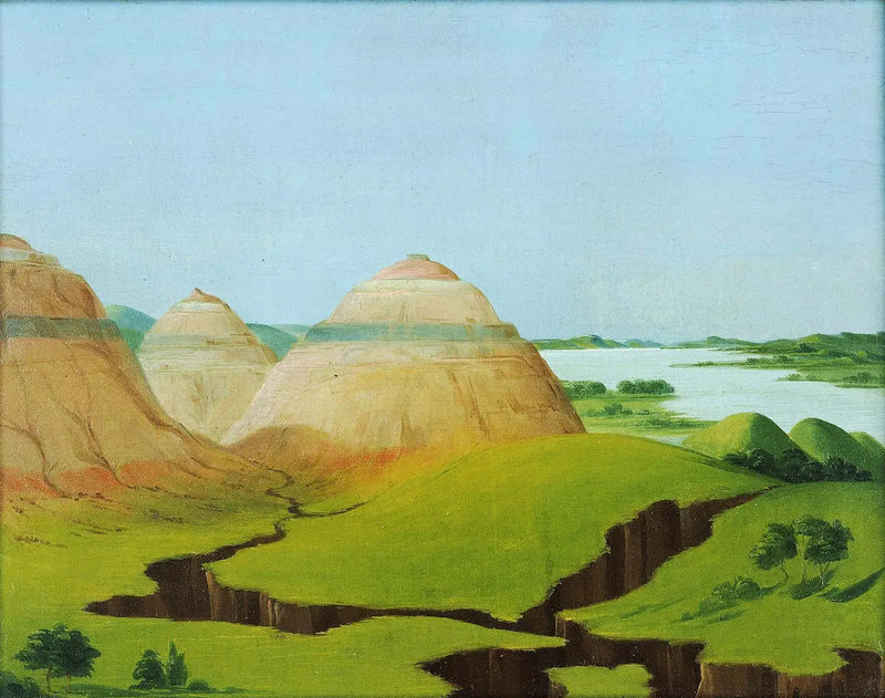 Die Drei Kuppeln, Clay Bluffs 15 Meilen über dem Dorf Mandan - George Catlin