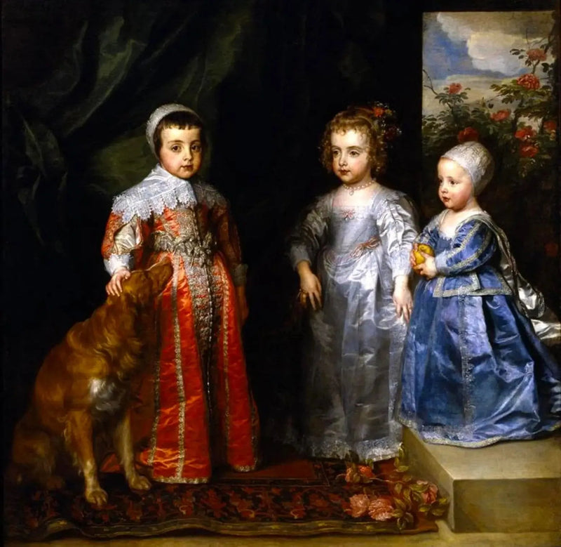 Die drei ältesten Kinder von Charles I. Stuart (1600-1649) und Henriette Marie de Bourbon (1609-1669), Charles (1630-1685), Marie (1631-1666) und Jacques (1633-1685) - Antoine van Dyck