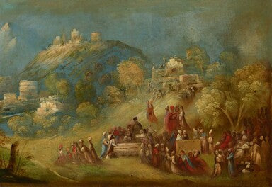 Les Troyens construisent le temple de Vénus à Éryx et font des offrandes au tombeau d'Anchise - Dosso Dossi image 1 copie peinte à la main à l’huile