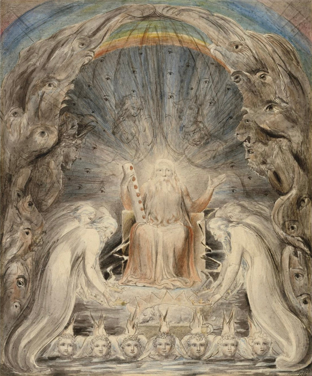 Les vingt-quatre vieillards déposant leurs couronnes devant le trône divin - William Blake image 1 reproduction réalisée par Alpha Reproduction