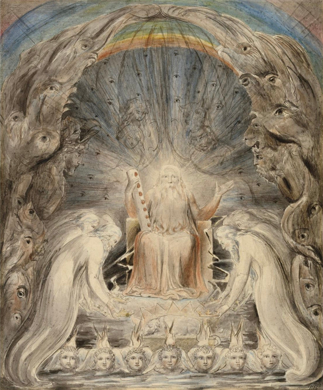 Les vingt-quatre vieillards déposant leurs couronnes devant le trône divin - William Blake image 1 reproduction réalisée par Alpha Reproduction