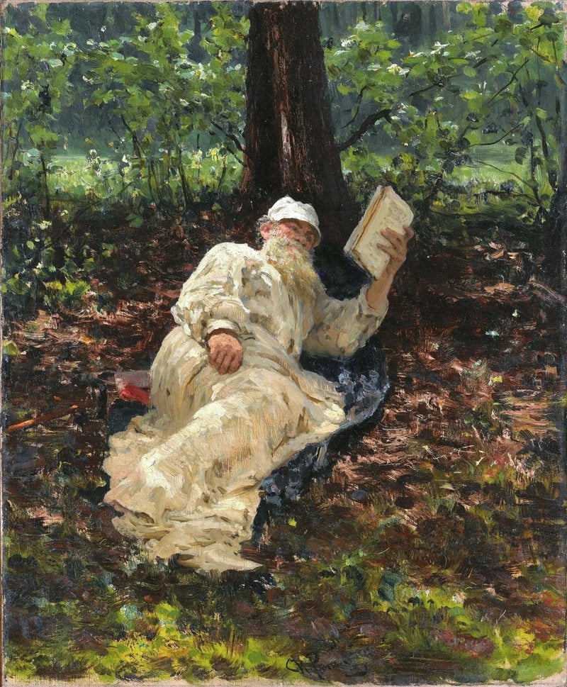 Lev Nikolaïevitch Tolstoï ruht im Wald. - Ilya Repin