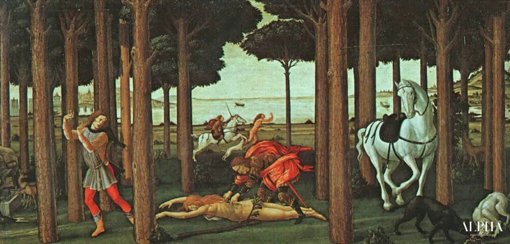 L'histoire de Nastagio degli Onesti (Deuxième épisode) - Sandro Botticelli - Reproductions de tableaux et peintures haut de gamme