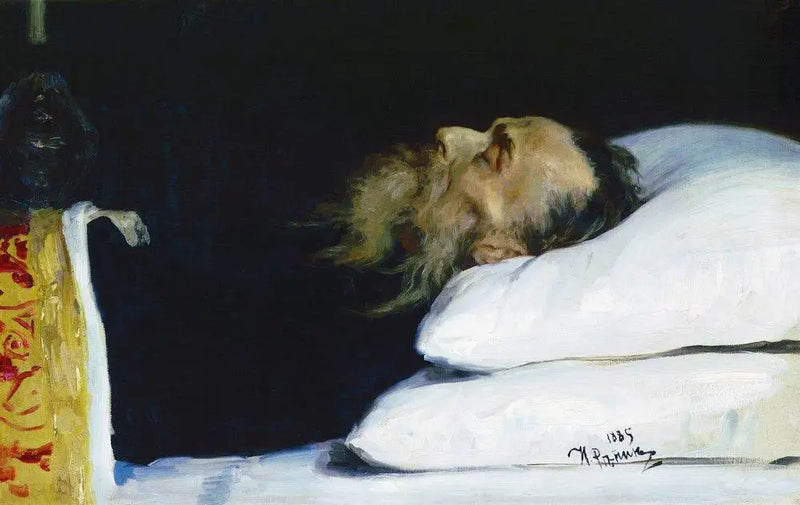 Der Historiker Nikolaï Ivanovitch Kostomarov in seinem Sarg. - Ilya Repin