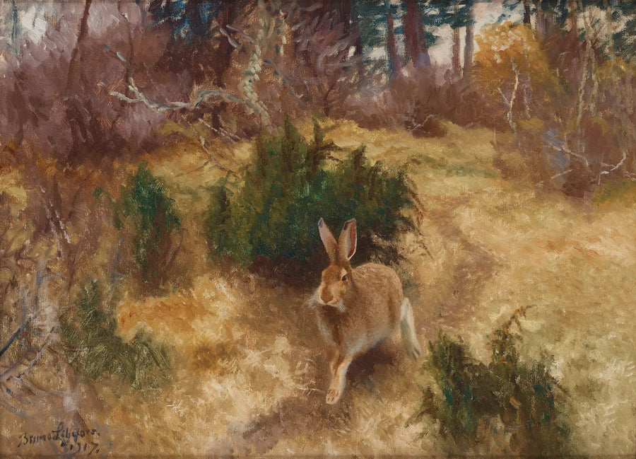 Hase in einer Herbstlandschaft - Bruno Liljefors