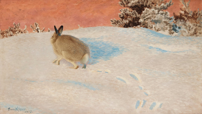 Hase in einer Winterlandschaft - Bruno Liljefors