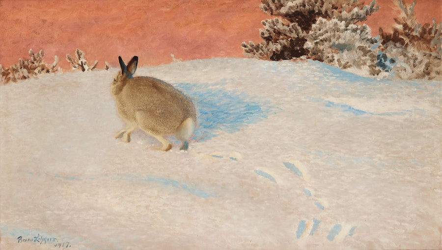 Hase in einer Winterlandschaft - Bruno Liljefors