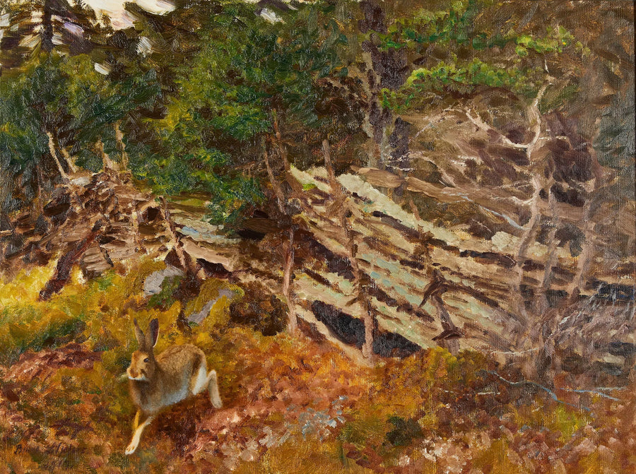 Hase in einer Waldlandschaft - Bruno Liljefors