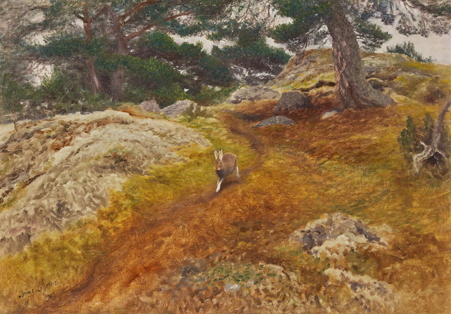 Hase in einer Waldlandschaft - Bruno Liljefors