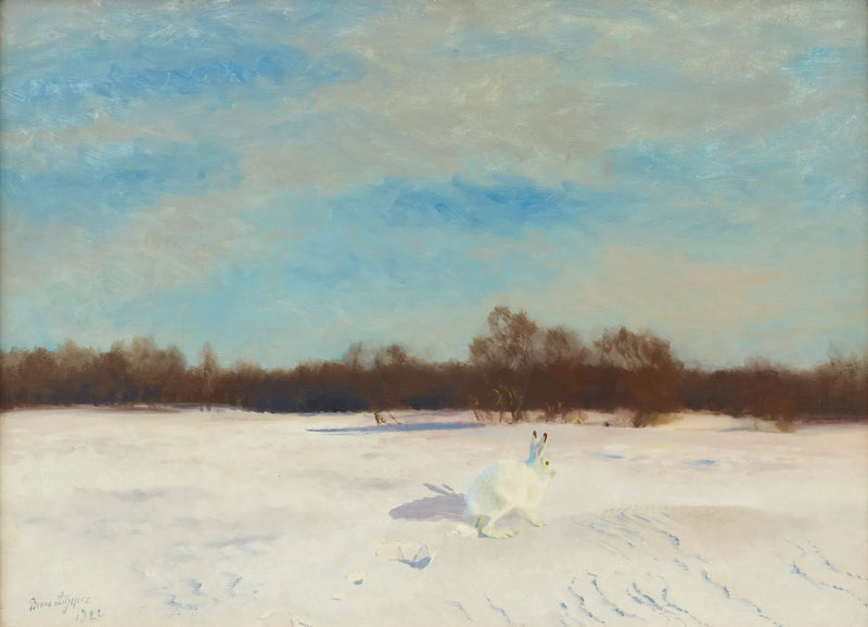 Hase in einer Winterlandschaft - Bruno Liljefors