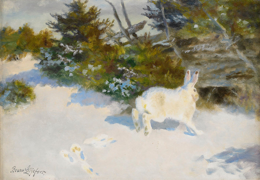 Hase in einer Winterlandschaft - Bruno Liljefors