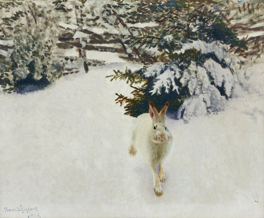 Hase in einer Winterlandschaft - Bruno Liljefors
