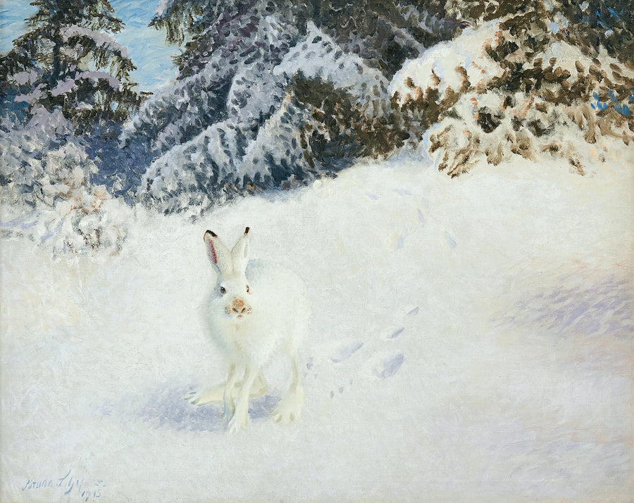 Hase in einer Winterlandschaft - Bruno Liljefors