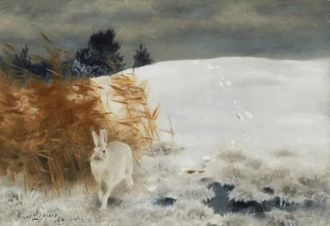 Lièvre dans un paysage hivernal - Bruno Liljefors image 1 tableau peint à l’huile sur toile