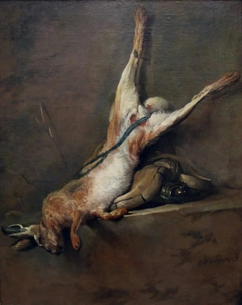 Toter Hase mit Pulverbirne und Jagdtasche - Jean Siméon Chardin