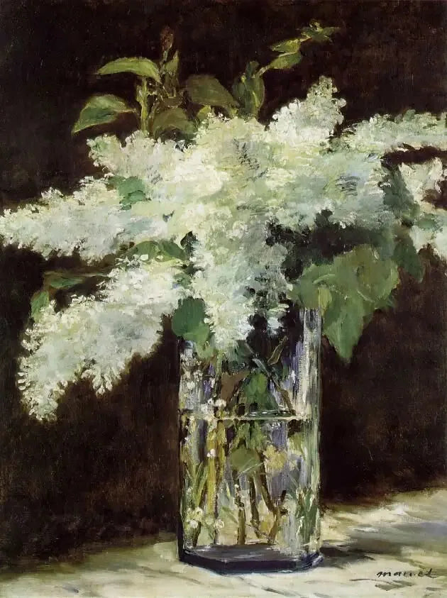 Weiße Lilien in einer Glasvase - Édouard Manet