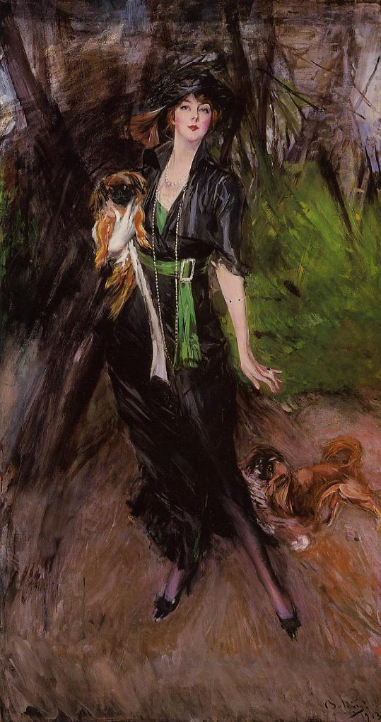 Lina Bilitis, mit zwei Pekinesen - Giovanni Boldini