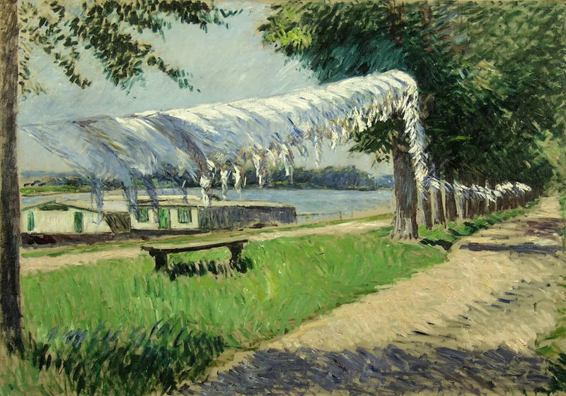 Wäsche trocknend am Ufer der Seine, Petit Gennevilliers - Gustave Caillebotte