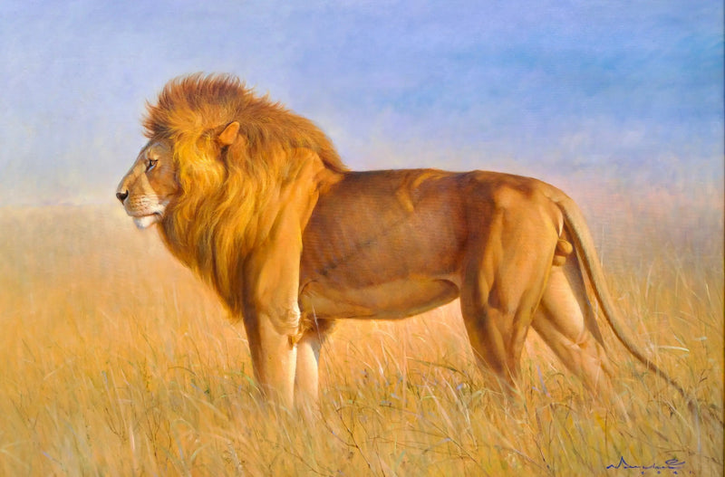 Löwe in der Savanne | 150 x 100 cm