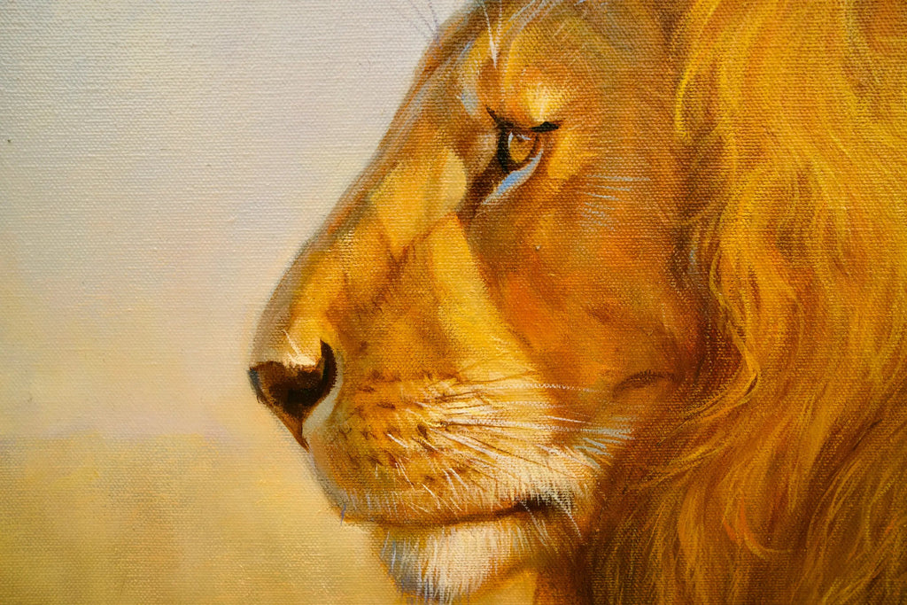 Lion dans la savane | 150 x 100 cm image 3 copie de tableau peinte à la main