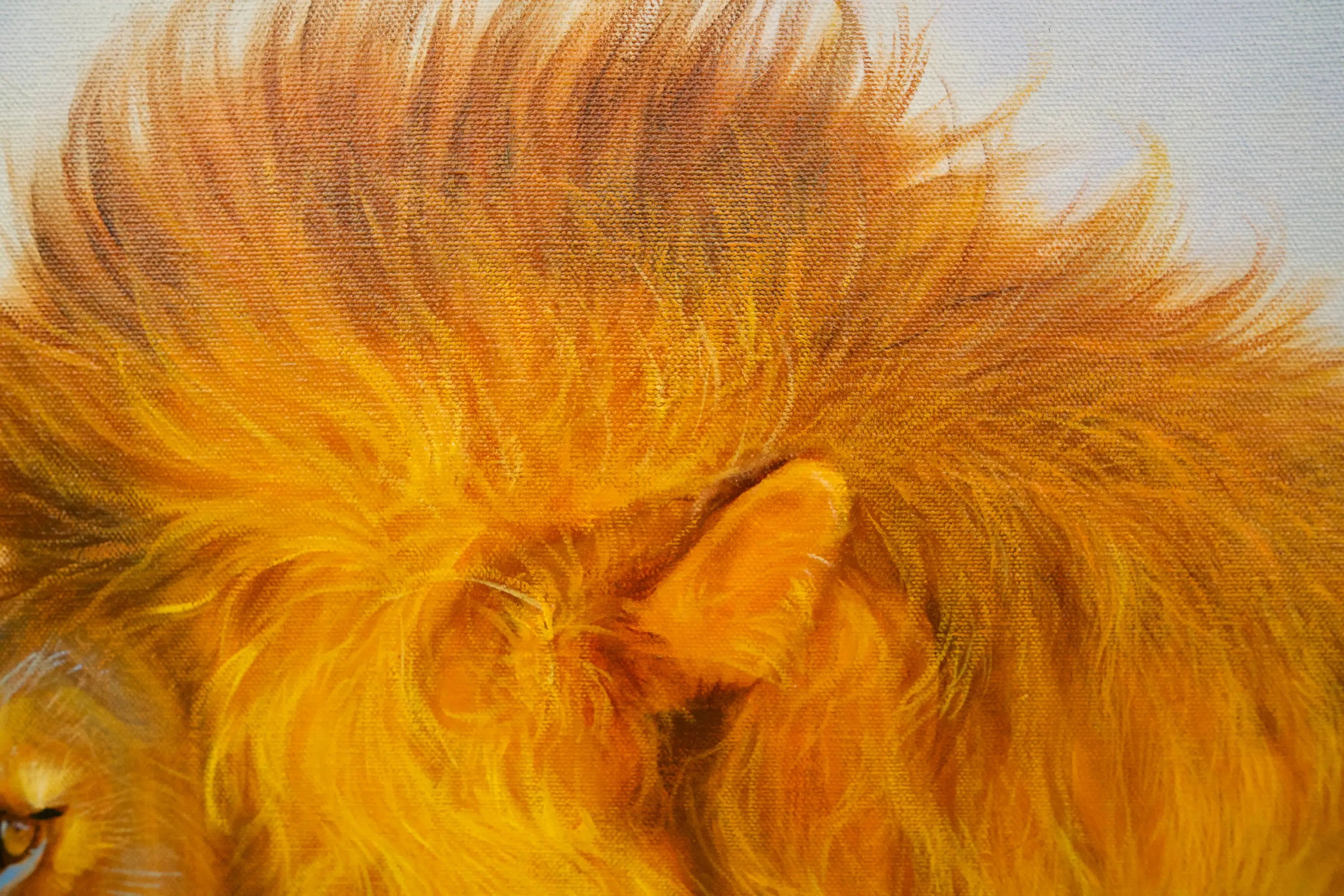 Lion dans la savane | 150 x 100 cm Reproductions de tableaux à la peinture à l’huile