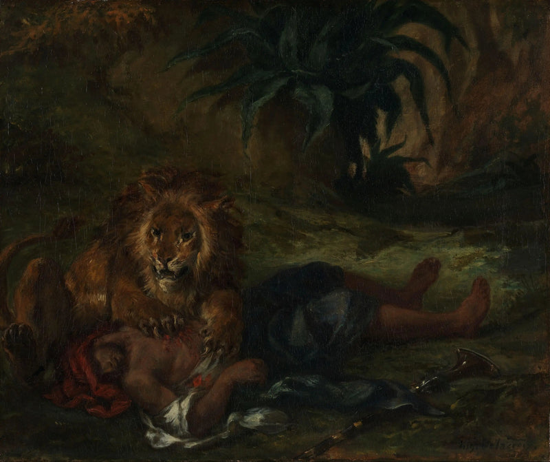 Löwe, der einen Araber frisst - Eugène Delacroix