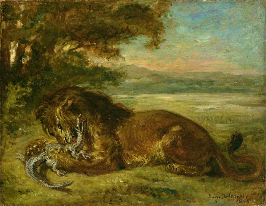 Löwe und Kaiman - Eugène Delacroix