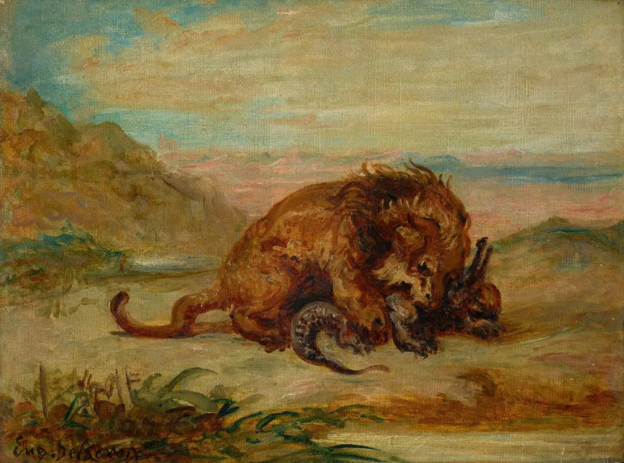 Löwe und Krokodil - Eugène Delacroix