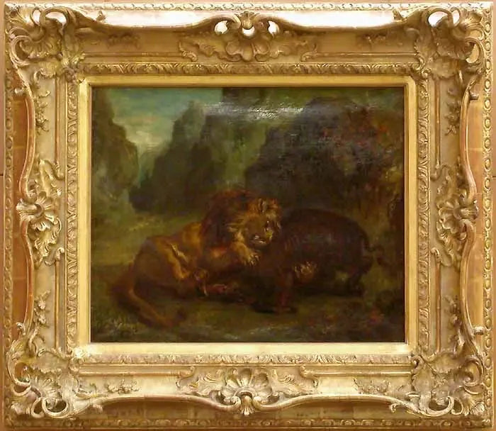 Löwe und Wildschwein - Eugène Delacroix