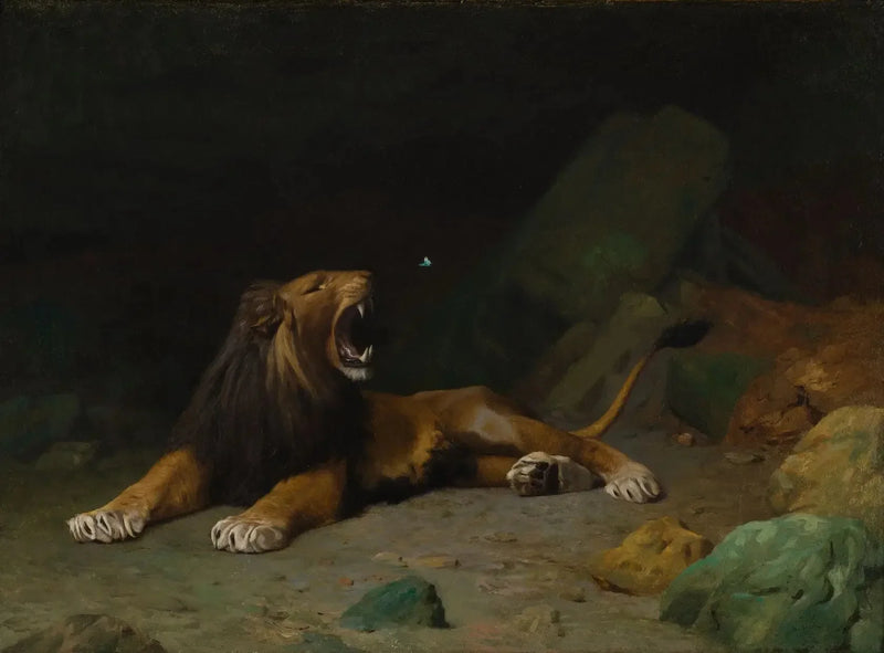 Löwe, der versucht, einen Schmetterling zu fangen - Jean-Léon Gérôme