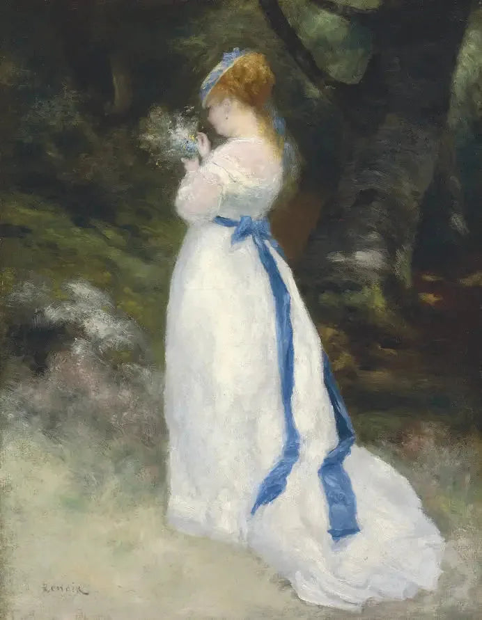 Lise hält einen Strauß Wildblumen - Pierre-Auguste Renoir