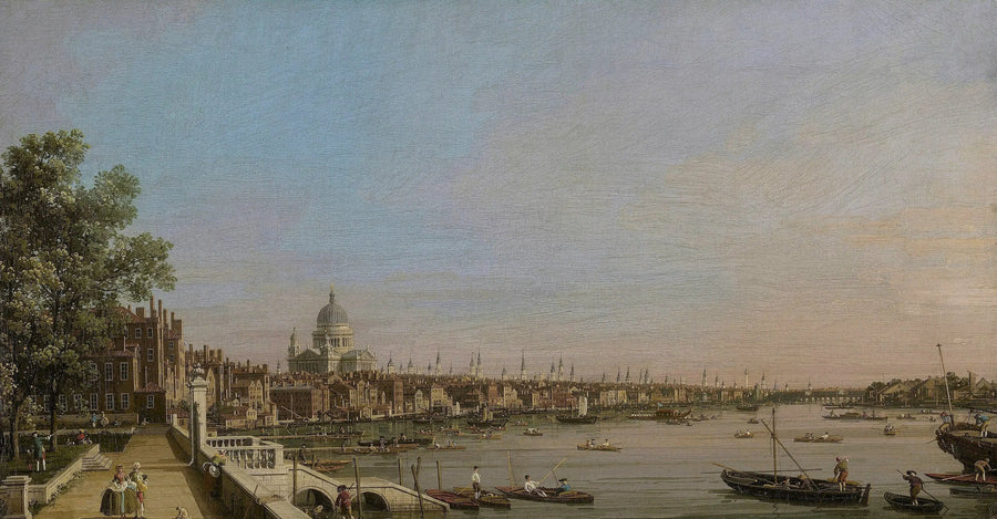 London und die Themse gesehen von der Terrasse des Somerset House, in Richtung des St. Paul’s Cathedral - Canaletto