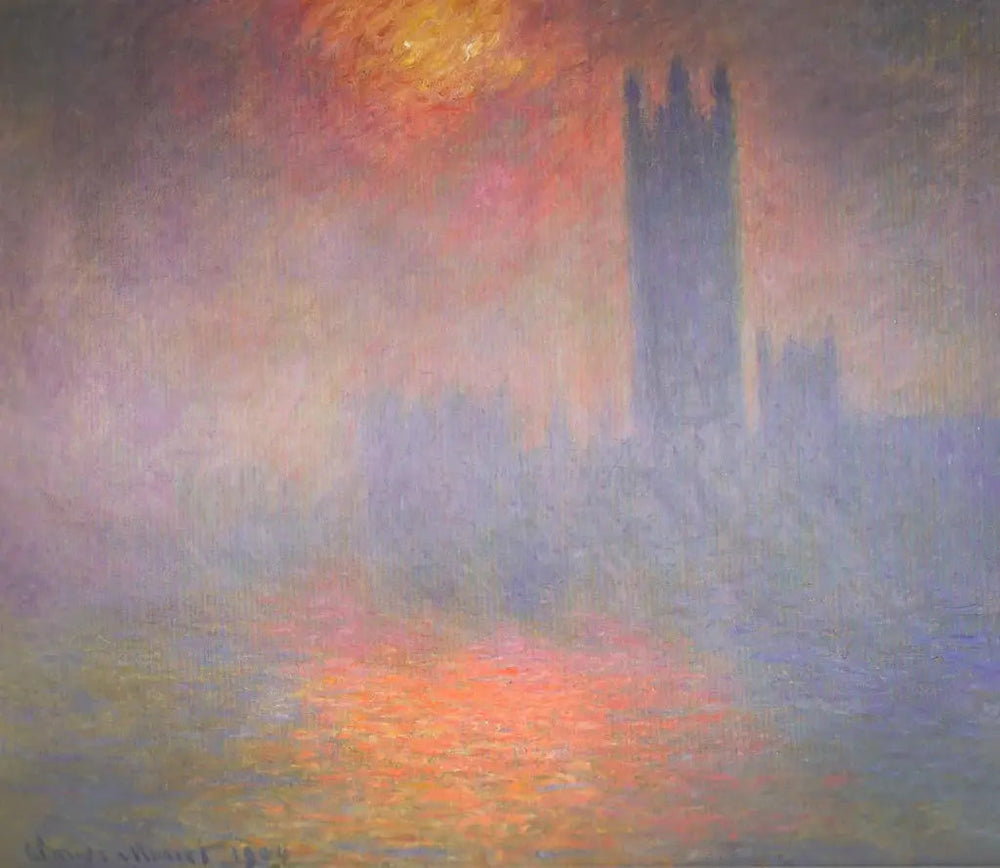 Londres, le Parlement. Trouée de soleil dans le brouillard - Claude Monet image 1 copie peinte à la main à l’huile
