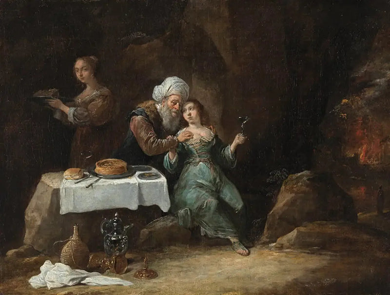 Betrunkenes Los von seinen Töchtern (Genesis 19:33) - David Teniers der Jüngere