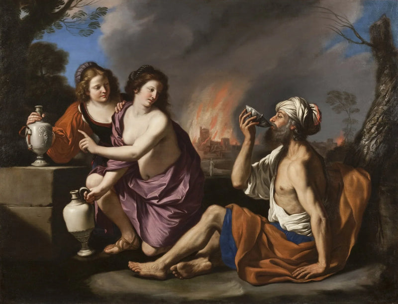 Los und seine Töchter - Guercino
