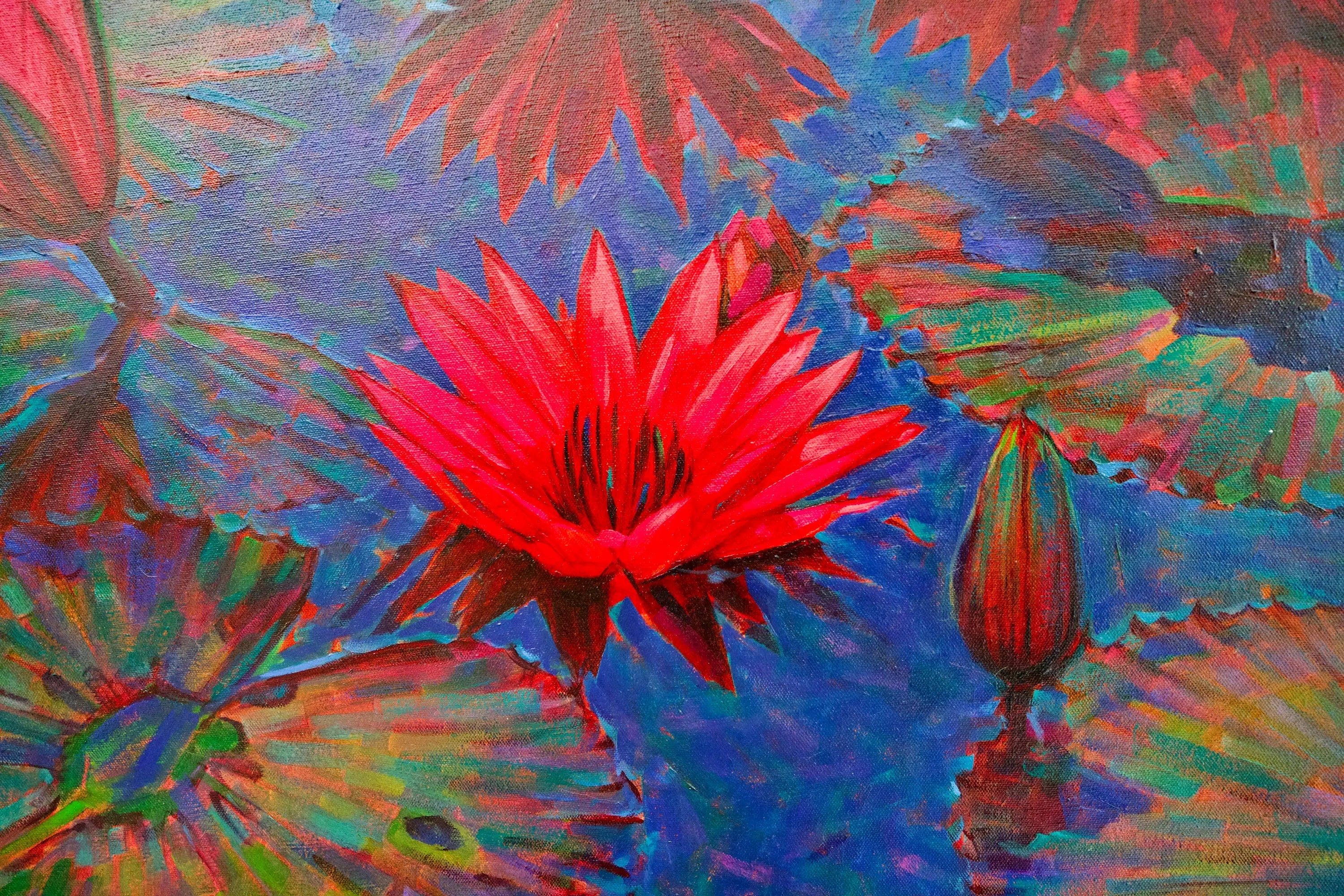 Lotus Rose | 80 x 120 cm image 5 reproduction d’œuvre d’art à l’huile