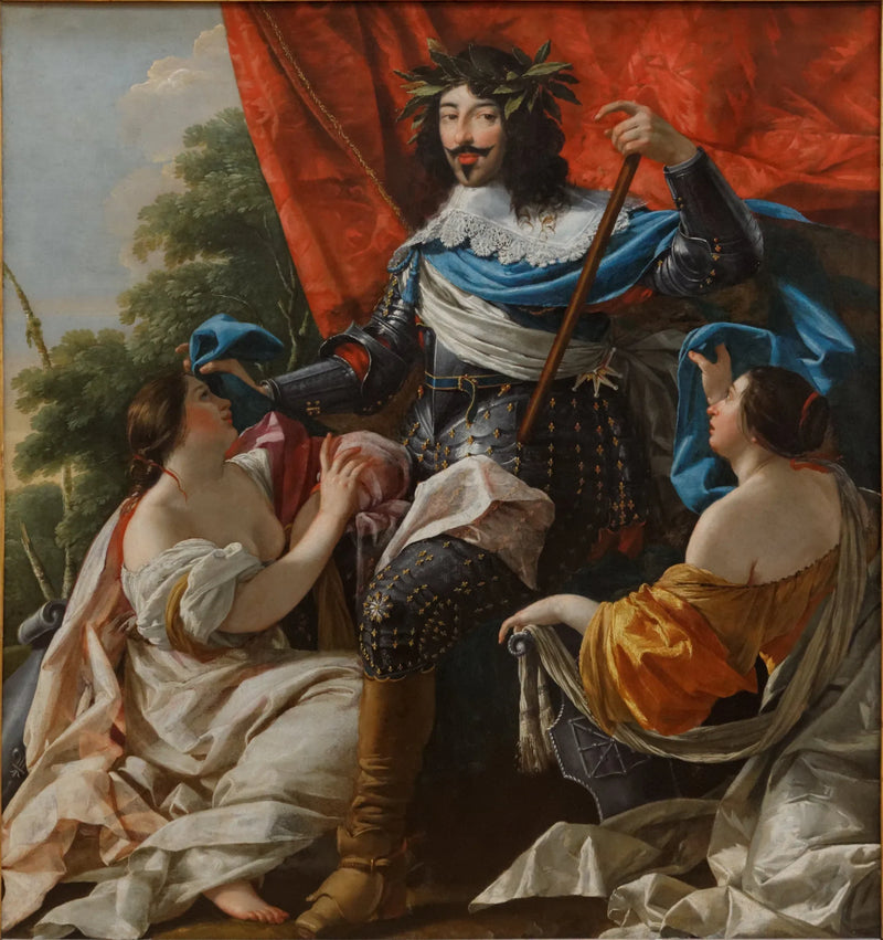 Louis XIII zwischen zwei Frauenfiguren, die Frankreich und Navarra symbolisieren - Simon Vouet