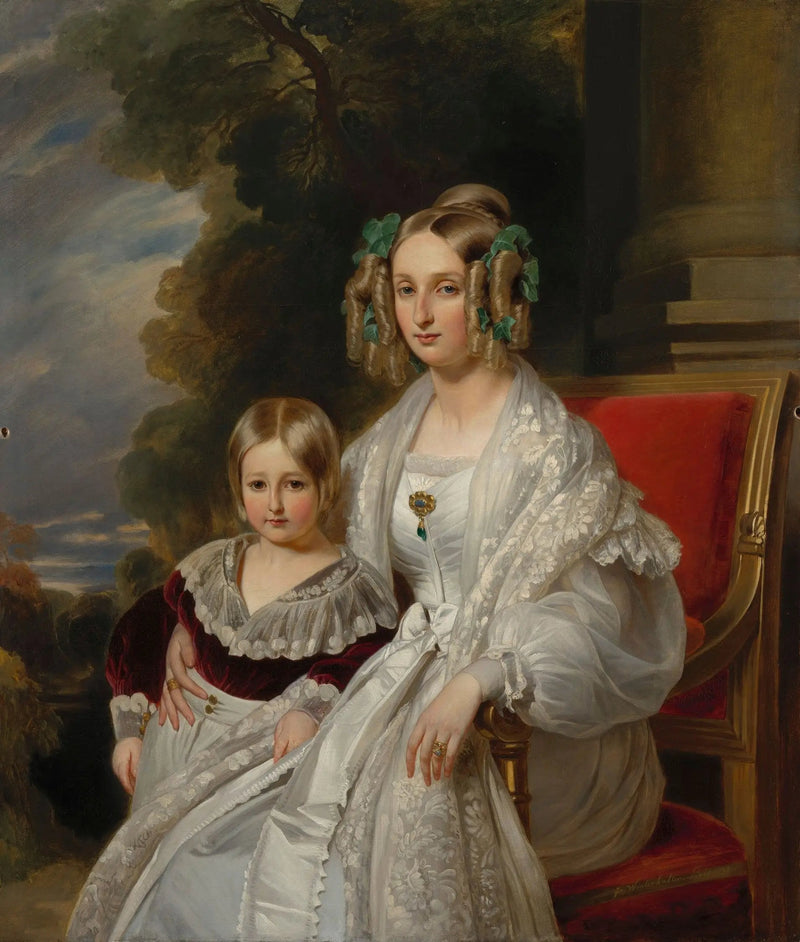Louise, Königin der Belgier mit Léopold, Herzog von Brabant, zukünftiger Léopold II, König der Belgier