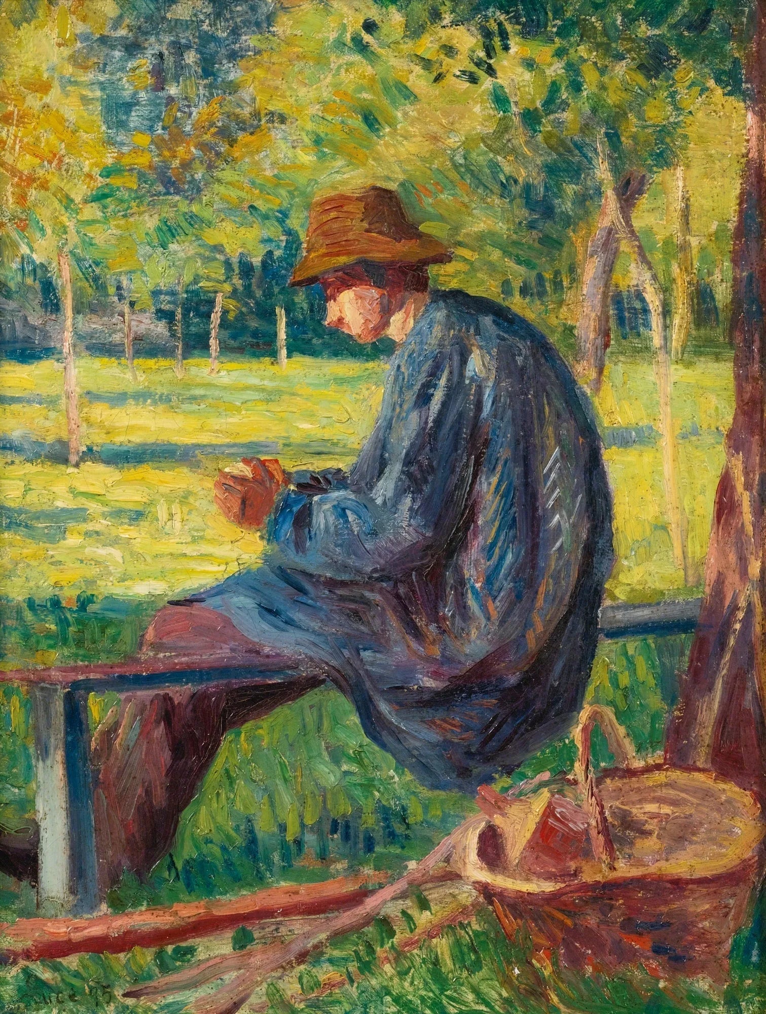 Ludovic Rodo Pissarro dans le Jardin de son père à Eragny - Maximilien Luce image 1 reproduction de peinture à l’huile