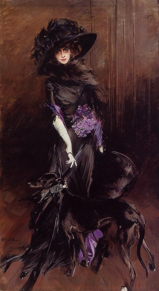 Luisa Casati (1881-1957) mit einem Windhund - Giovanni Boldini
