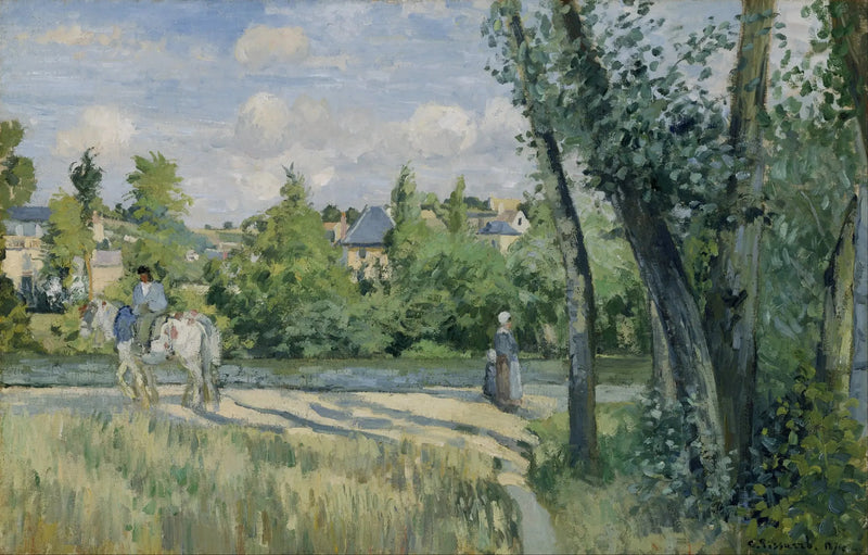 Sonnenlicht auf der Straße, Pontoise - Camille Pissarro