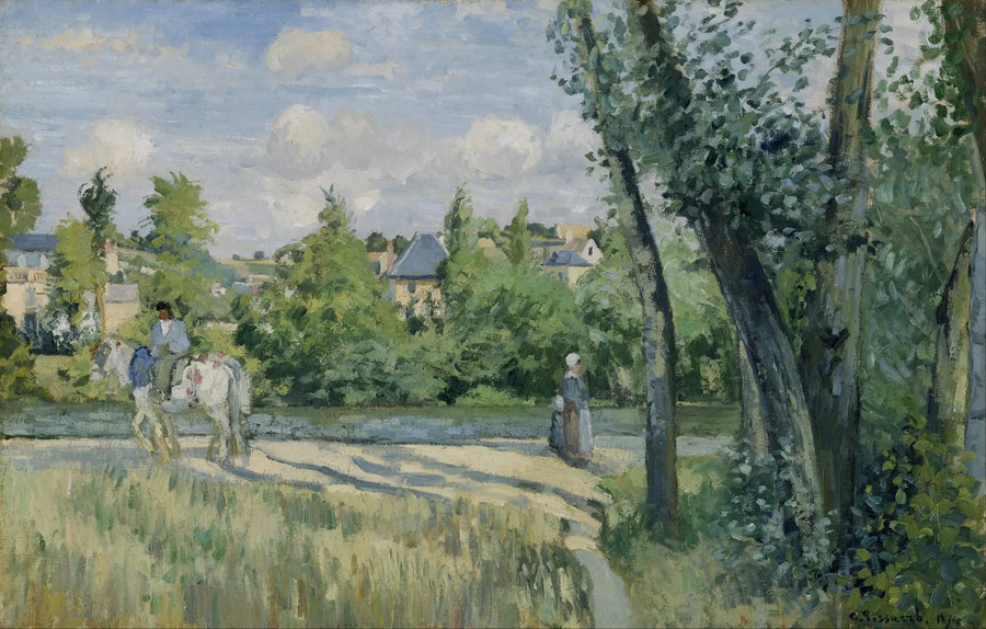 Sonnenlicht auf der Straße, Pontoise - Camille Pissarro