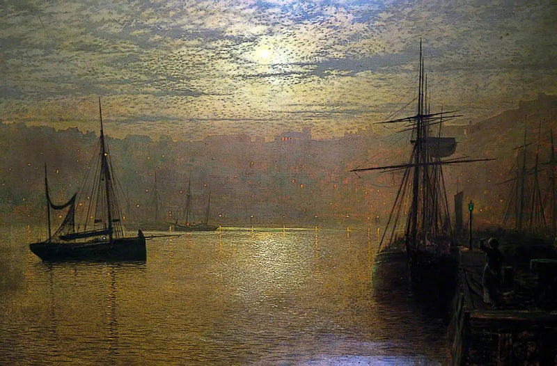 Lichter im Hafen von Scarborough - John Atkinson Grimshaw