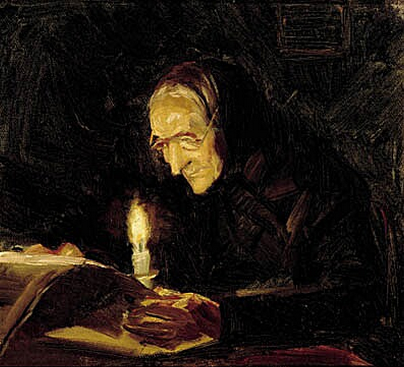 Ma mère à la lueur des bougies. - Anna Ancher image 1 tableau peint à l’huile sur toile