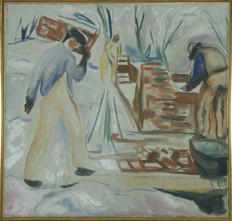 Maurer bei der Arbeit am Gebäude des Ateliers - Edvard Munch