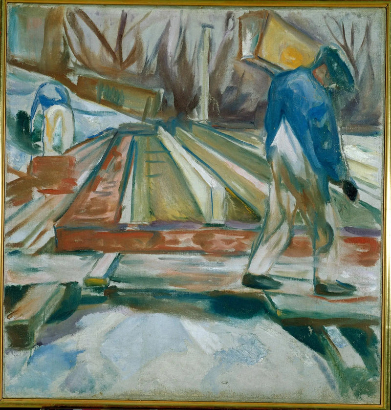 Maurer bei der Arbeit am Gebäude des Ateliers - Edvard Munch