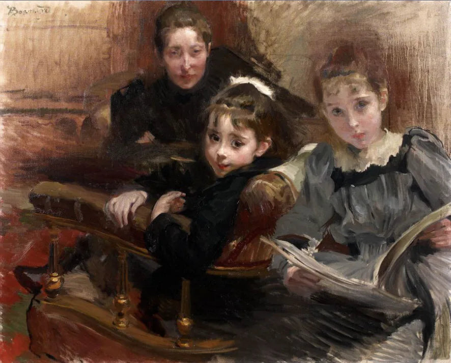 Madame Alfred Lenoir et ses deux filles - Albert Besnard image 1 copie peinte à la main à l’huile