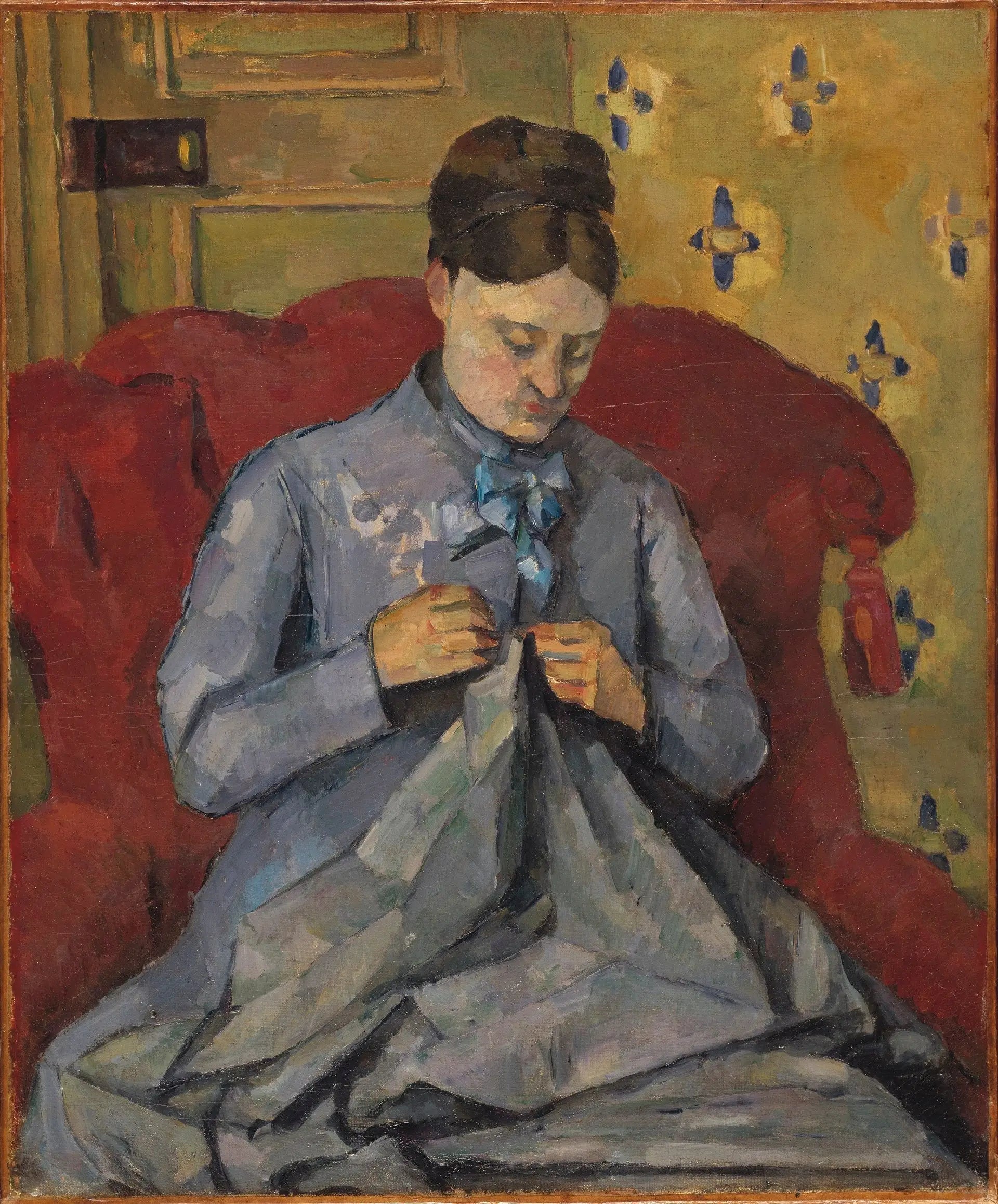 Reproduction du tableau « Madame Cézanne cousant - Paul Cézanne » par Alpha Reproduction en peinture à l’huile