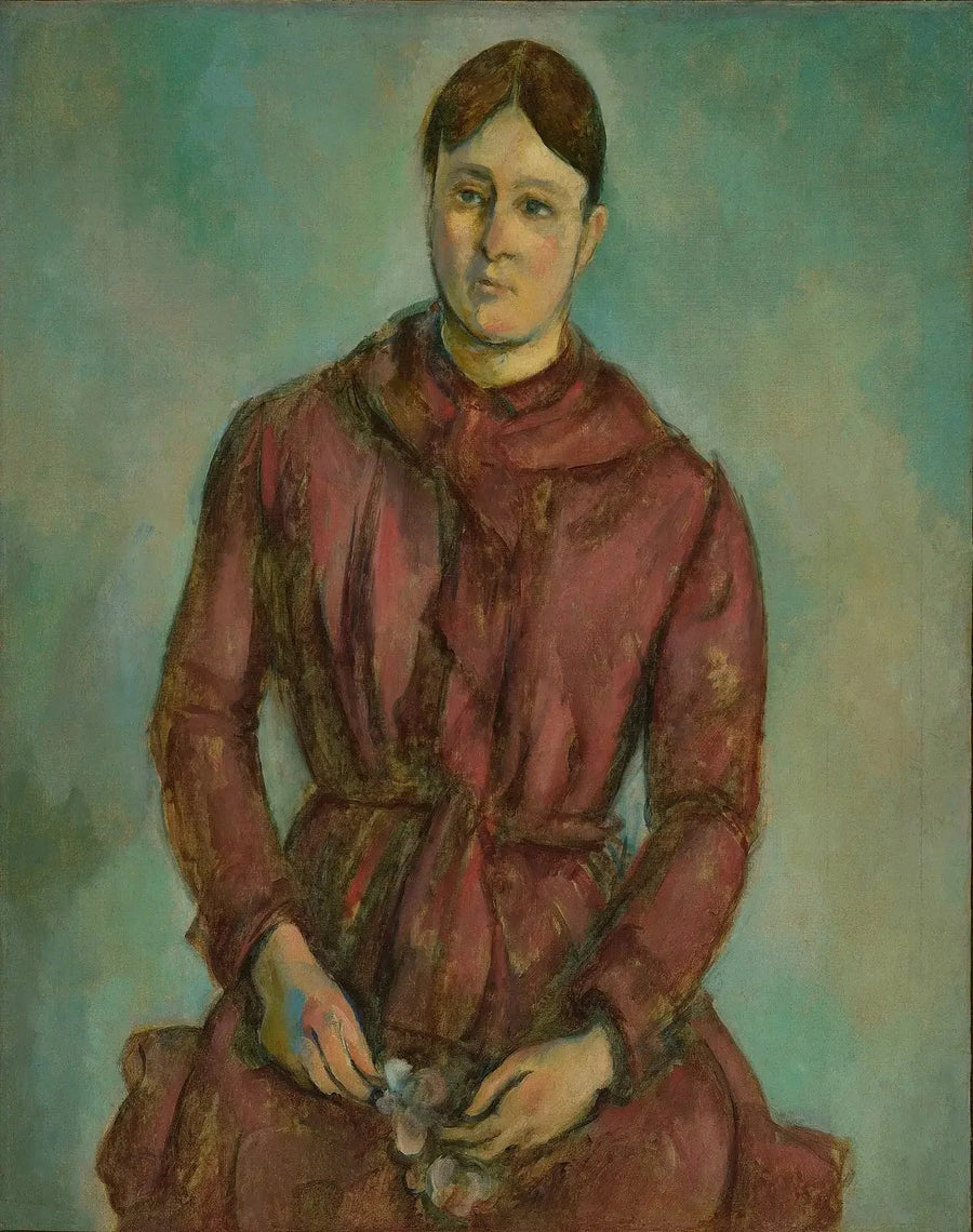 Frau Cézanne im roten Kleid - Paul Cézanne