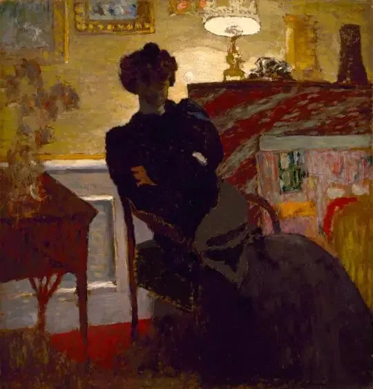 Madame Hessel sitzend unter der Lampe - Édouard Vuillard